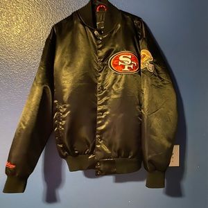 49ers Classic Bomber Varsity Jacket Black Size L